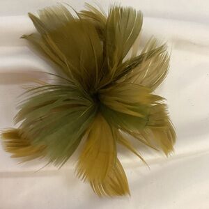 Petite Green shades army olive Feather Fascinator Hair Clip, brooch pin. Hat